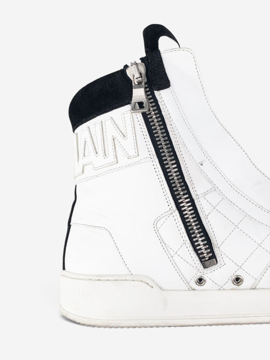 Balmain by Olivier Rousteing AW13 Quilted Leather High-Top Logo Sneakers – detail view