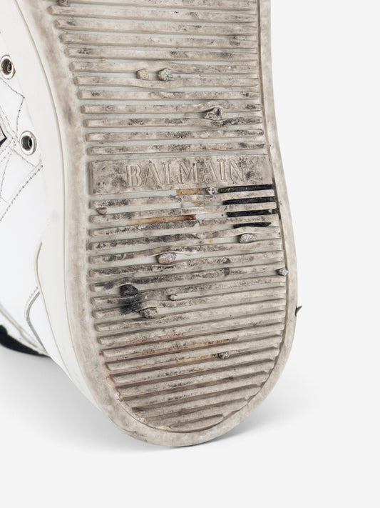 Balmain by Olivier Rousteing AW13 Quilted Leather High-Top Logo Sneakers – detail view
