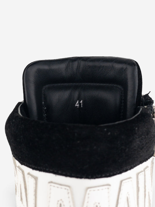 Balmain by Olivier Rousteing AW13 Quilted Leather High-Top Logo Sneakers – detail view