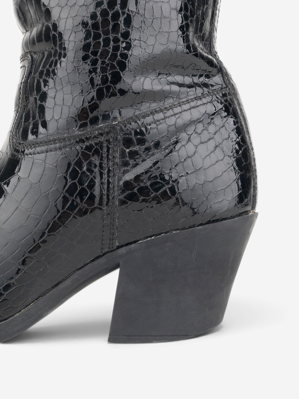 Prada 2000s Mid-Calf Crocodile Cowboy Boots – detail view