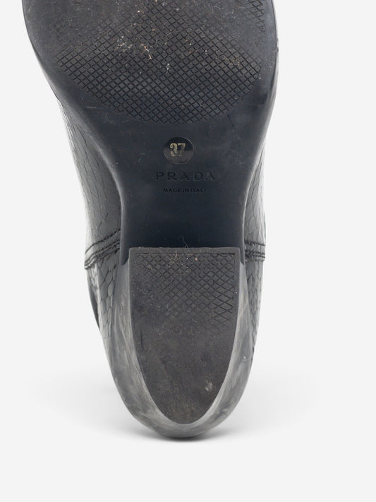Prada 2000s Mid-Calf Crocodile Cowboy Boots – detail view