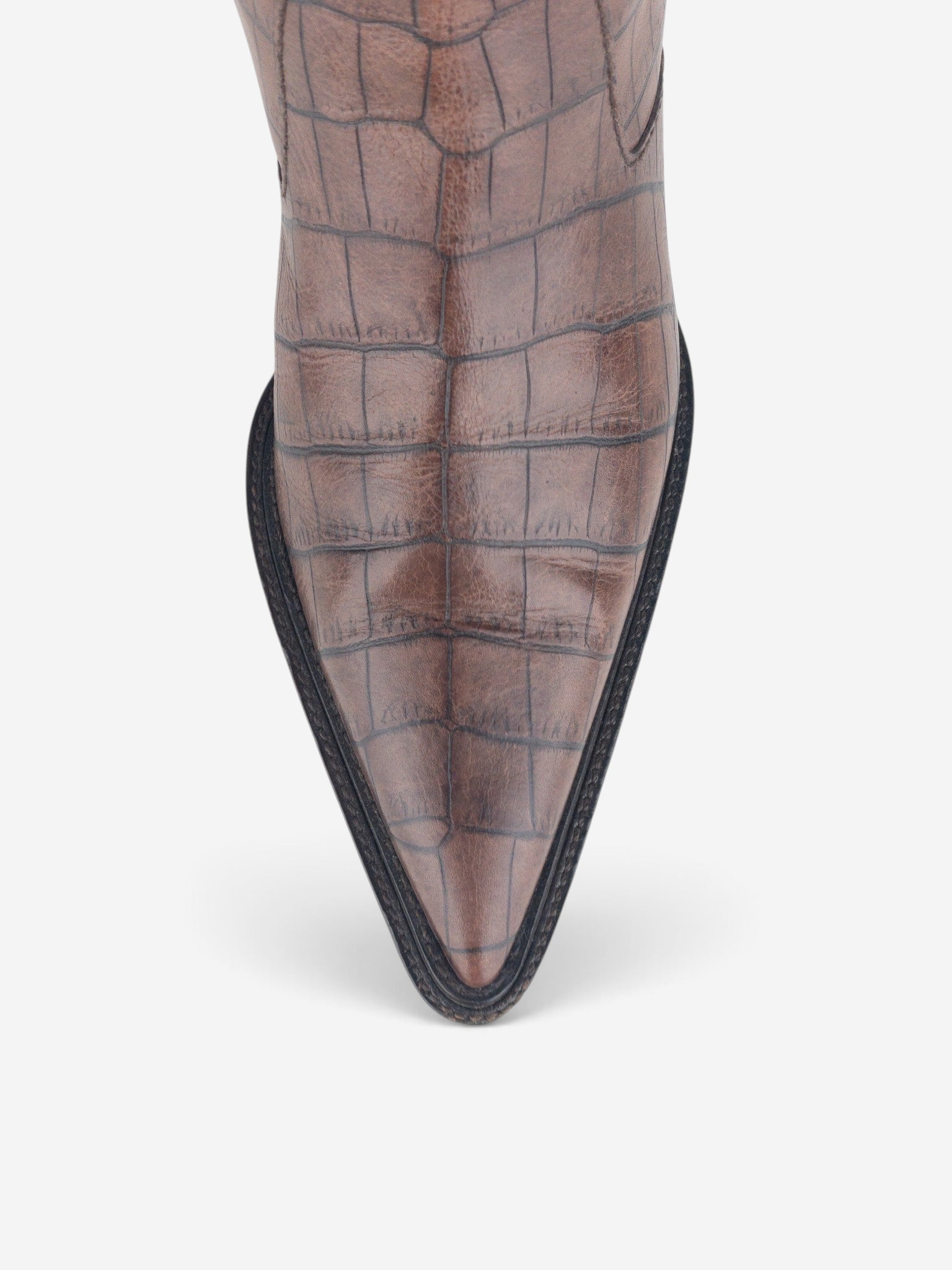 Prada 2000s Crocodile Print Cowboy Boots – detail view