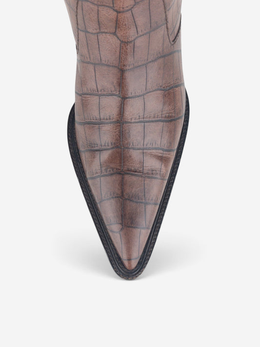 Prada 2000s Crocodile Print Cowboy Boots – detail view