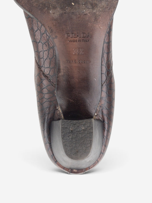 Prada 2000s Crocodile Print Cowboy Boots – detail view