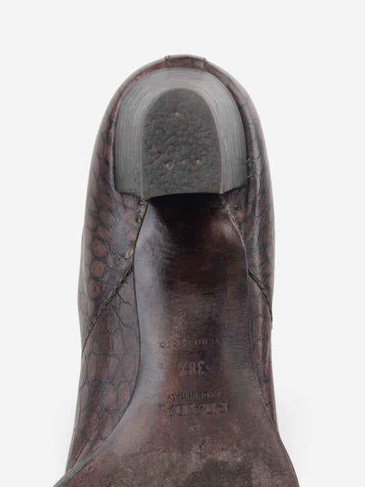 Prada 2000s Crocodile Print Cowboy Boots – detail view