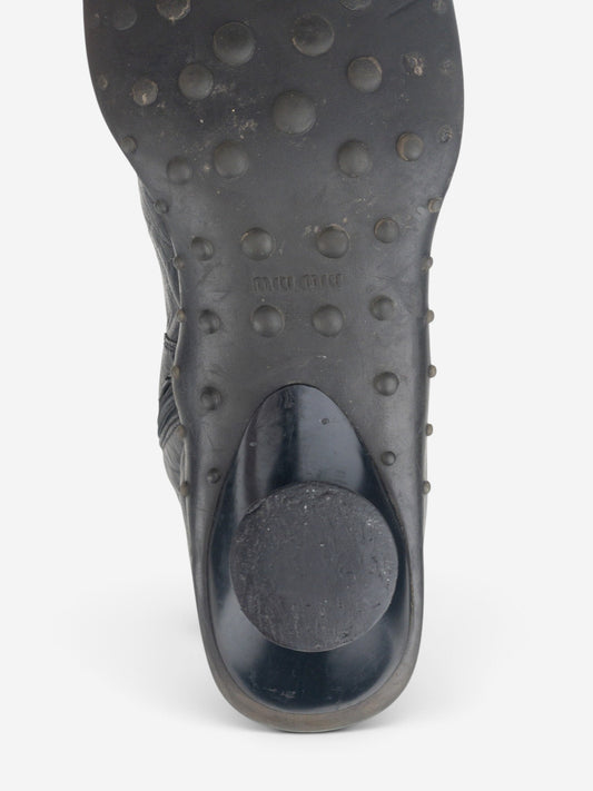 Miu Miu AW99 Square Toe ‘Bubble Sole’ Biker Heel Boots – detail view