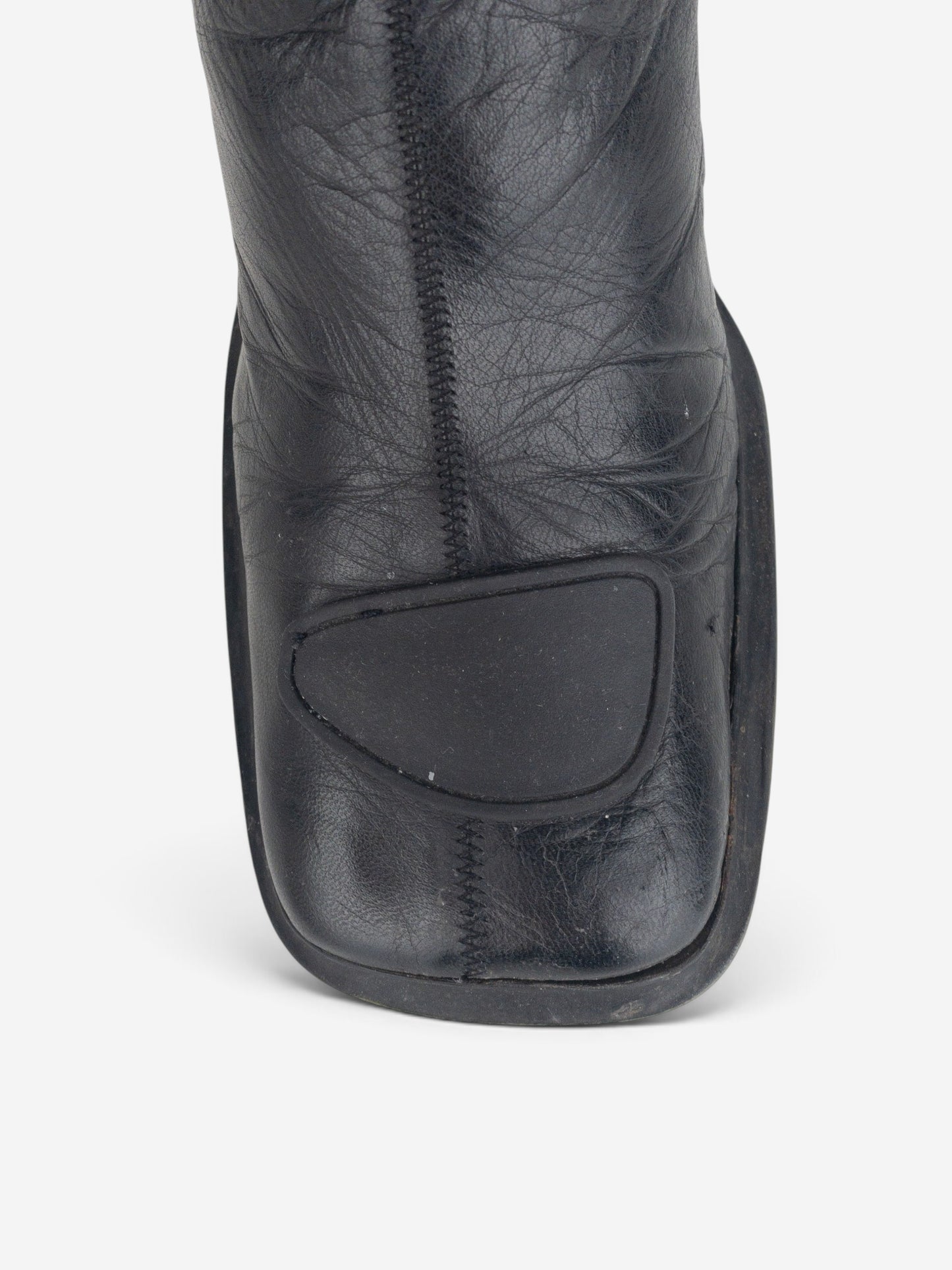 Miu Miu AW99 Square Toe ‘Bubble Sole’ Biker Heel Boots – detail view