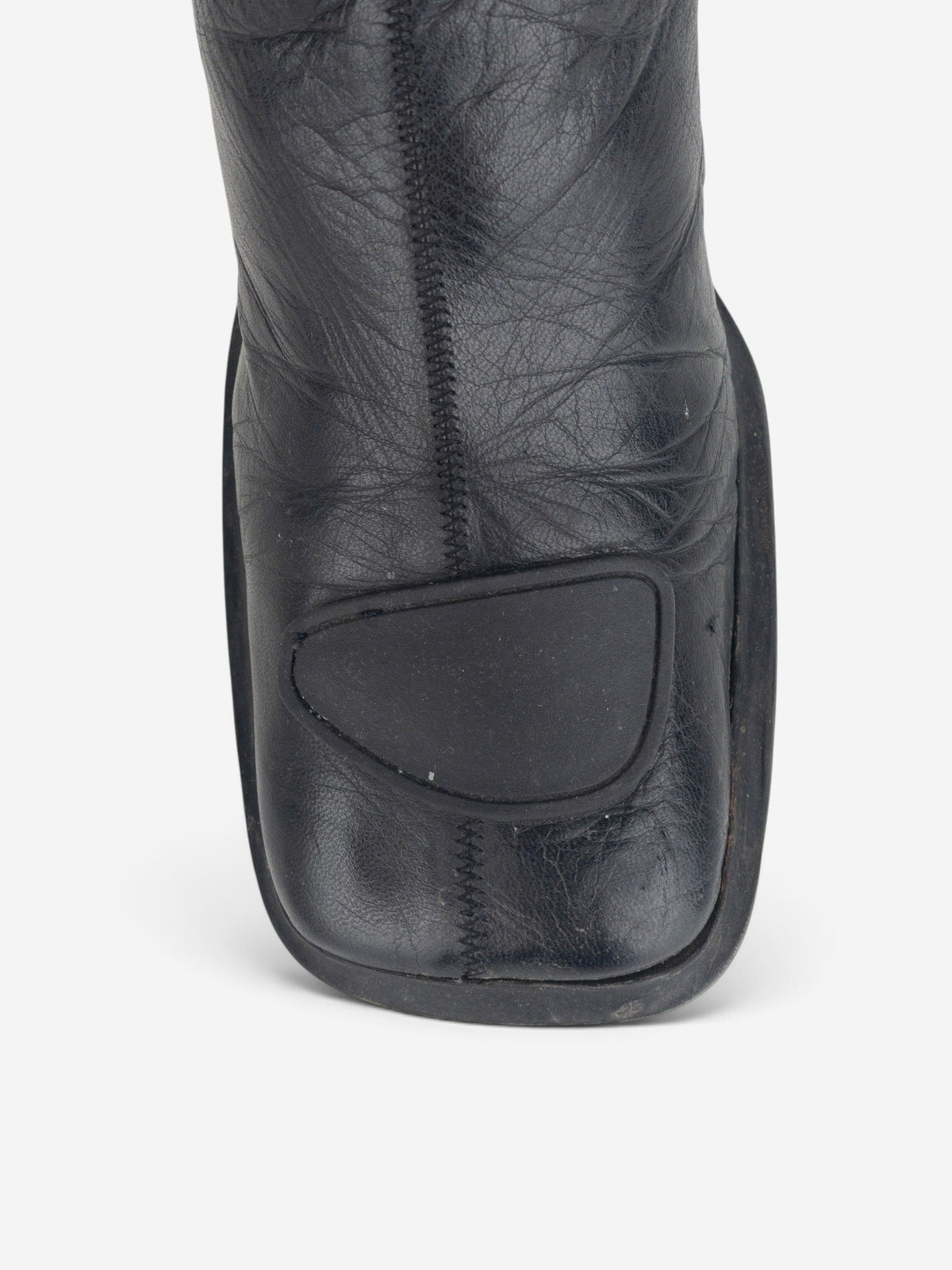 Miu Miu AW99 Square Toe ‘Bubble Sole’ Biker Heel Boots – detail view