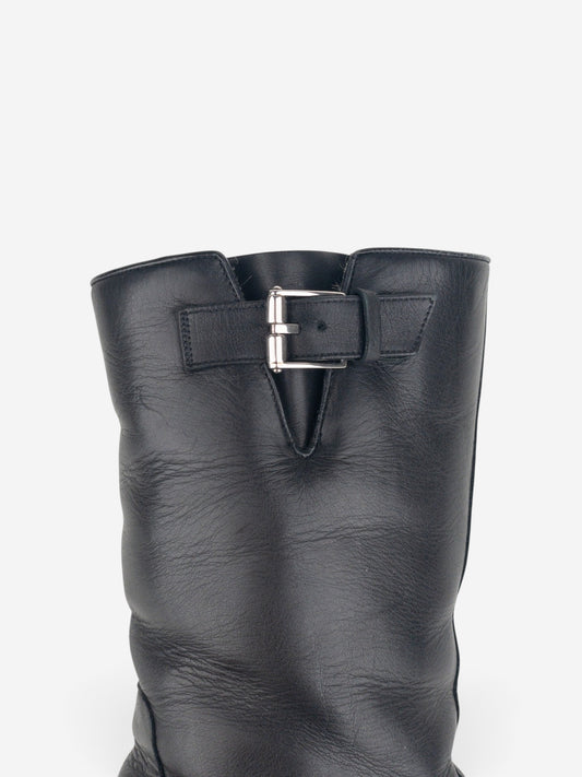Gucci by Tom Ford 2000s Fur-Lined Biker Boots – detail view