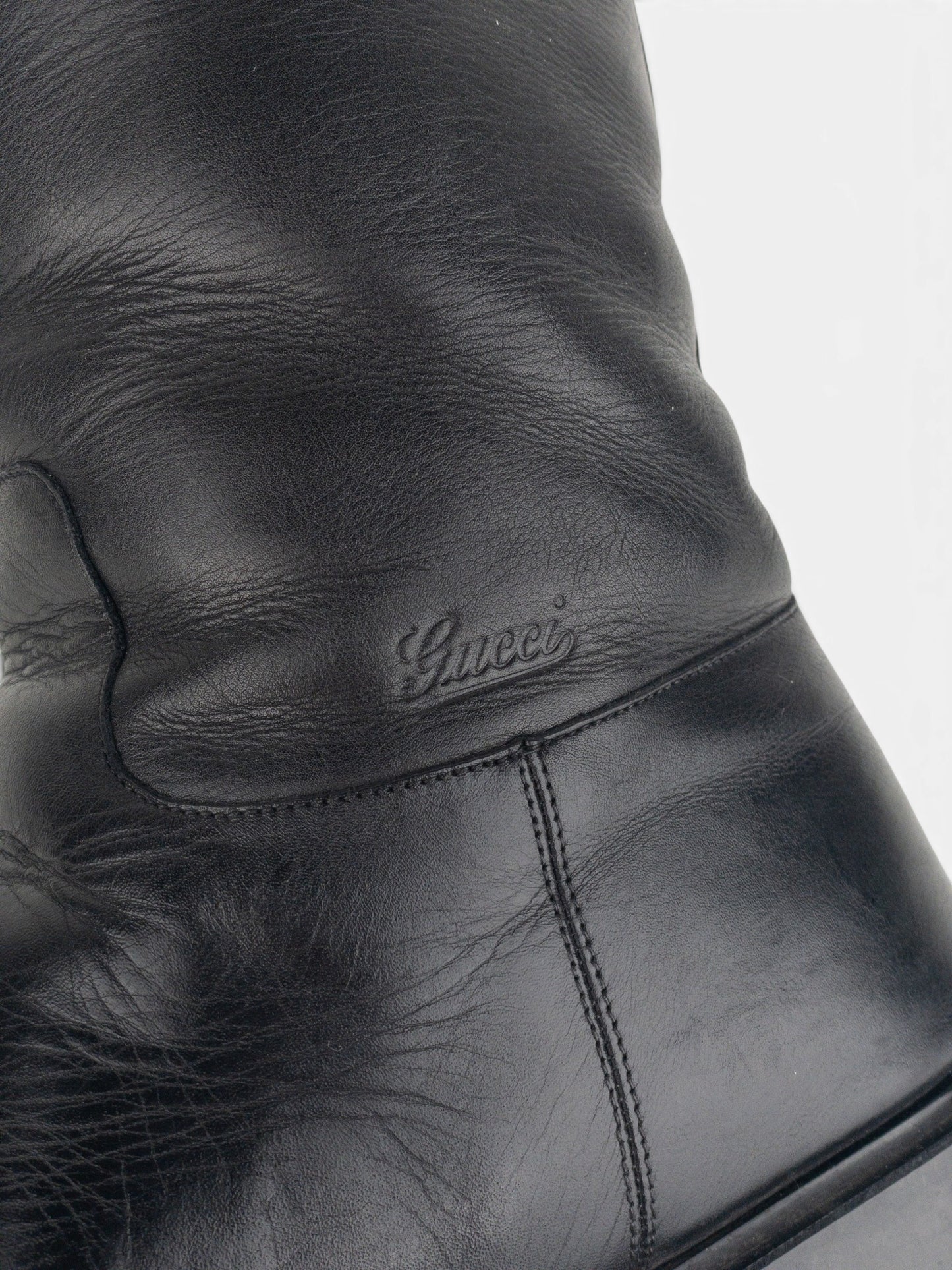 Gucci by Tom Ford 2000s Fur-Lined Biker Boots – brand label