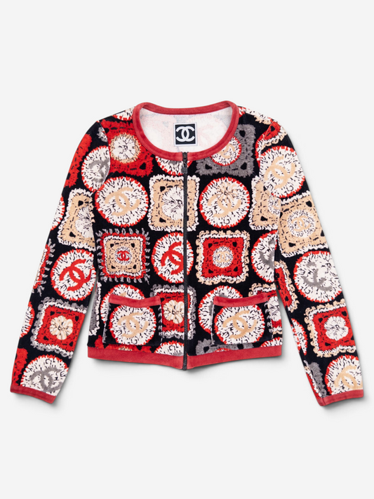 Chanel by Karl Lagerfeld SS09 Sports CC Logo Patchwork Print Zipper Jacket – front view