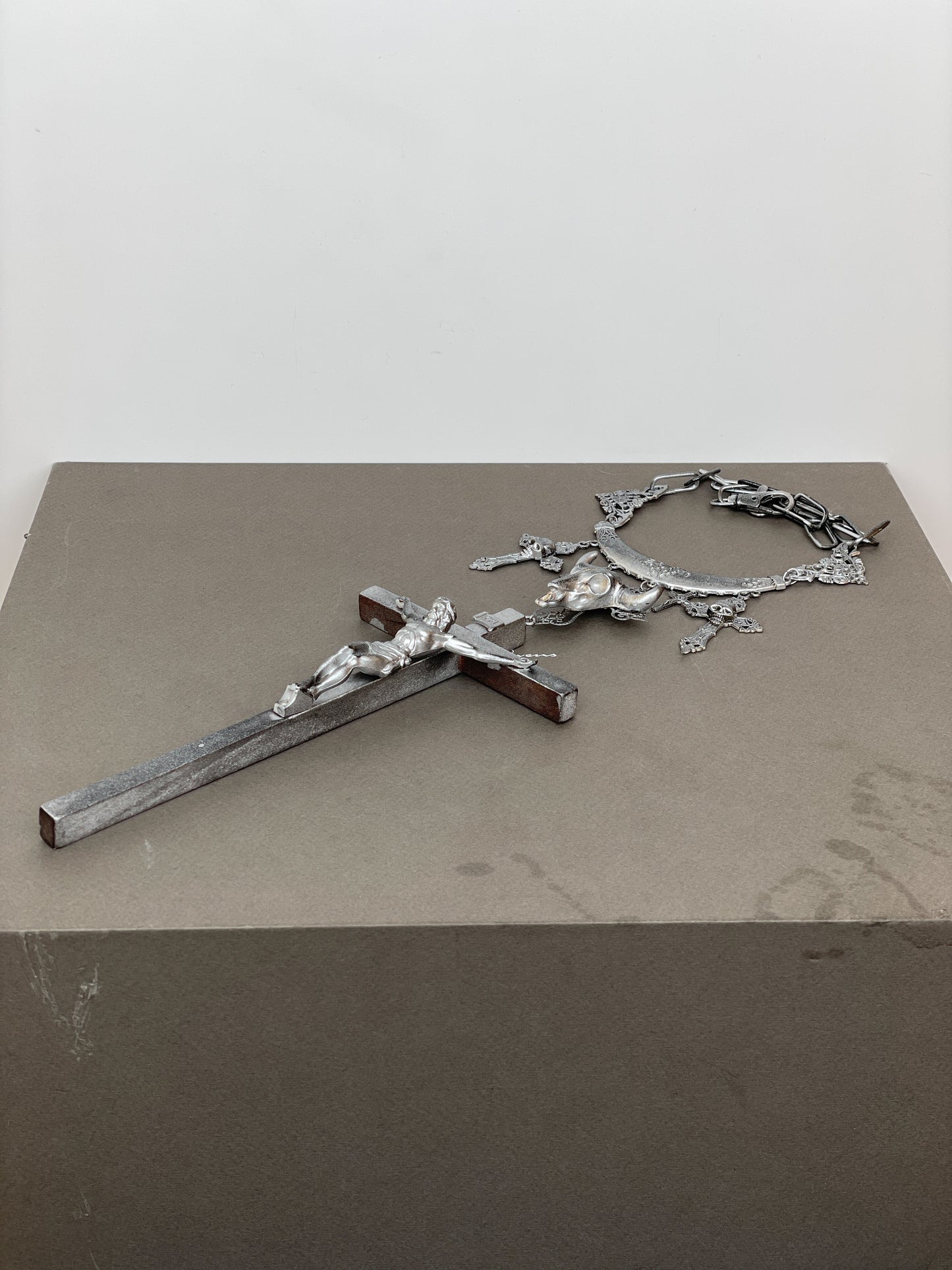Jean Paul Gaultier AW94 Sample Oversized Cross Bullhead Necklace