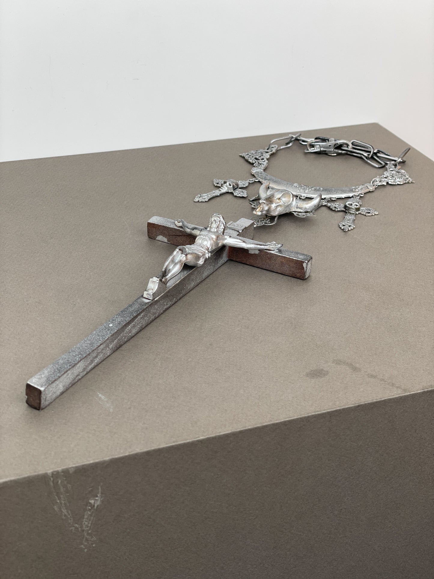Jean Paul Gaultier AW94 Sample Oversized Cross Bullhead Necklace