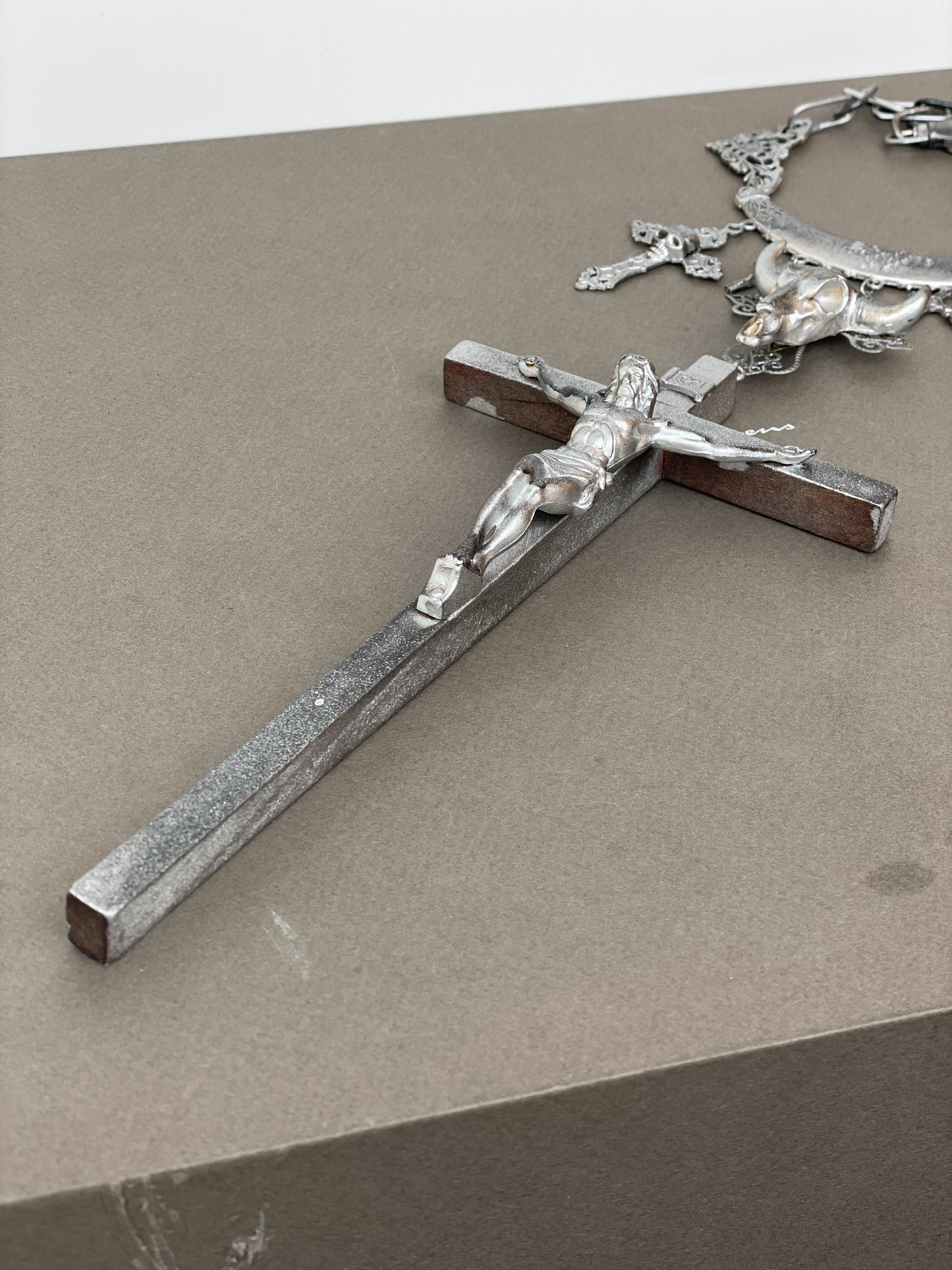 Jean Paul Gaultier AW94 Sample Oversized Cross Bullhead Necklace