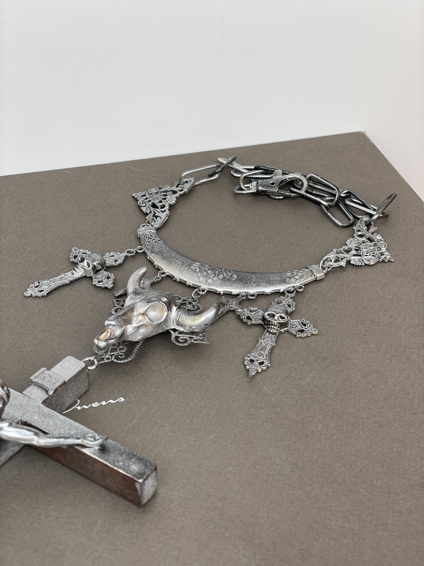 Jean Paul Gaultier AW94 Sample Oversized Cross Bullhead Necklace
