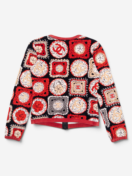 Chanel by Karl Lagerfeld SS09 Sports CC Logo Patchwork Print Zipper Jacket – back view