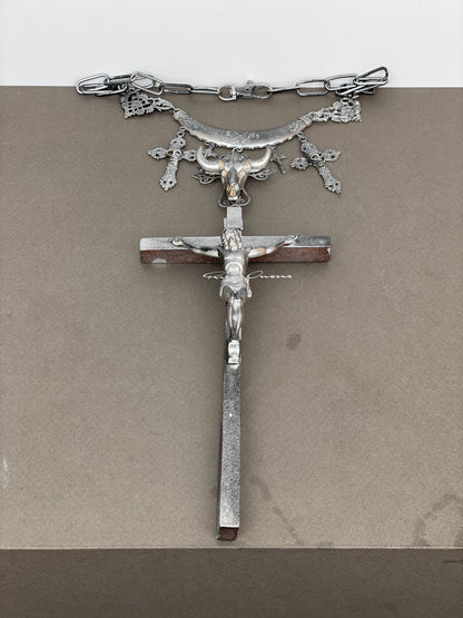 Jean Paul Gaultier AW94 Sample Oversized Cross Bullhead Necklace