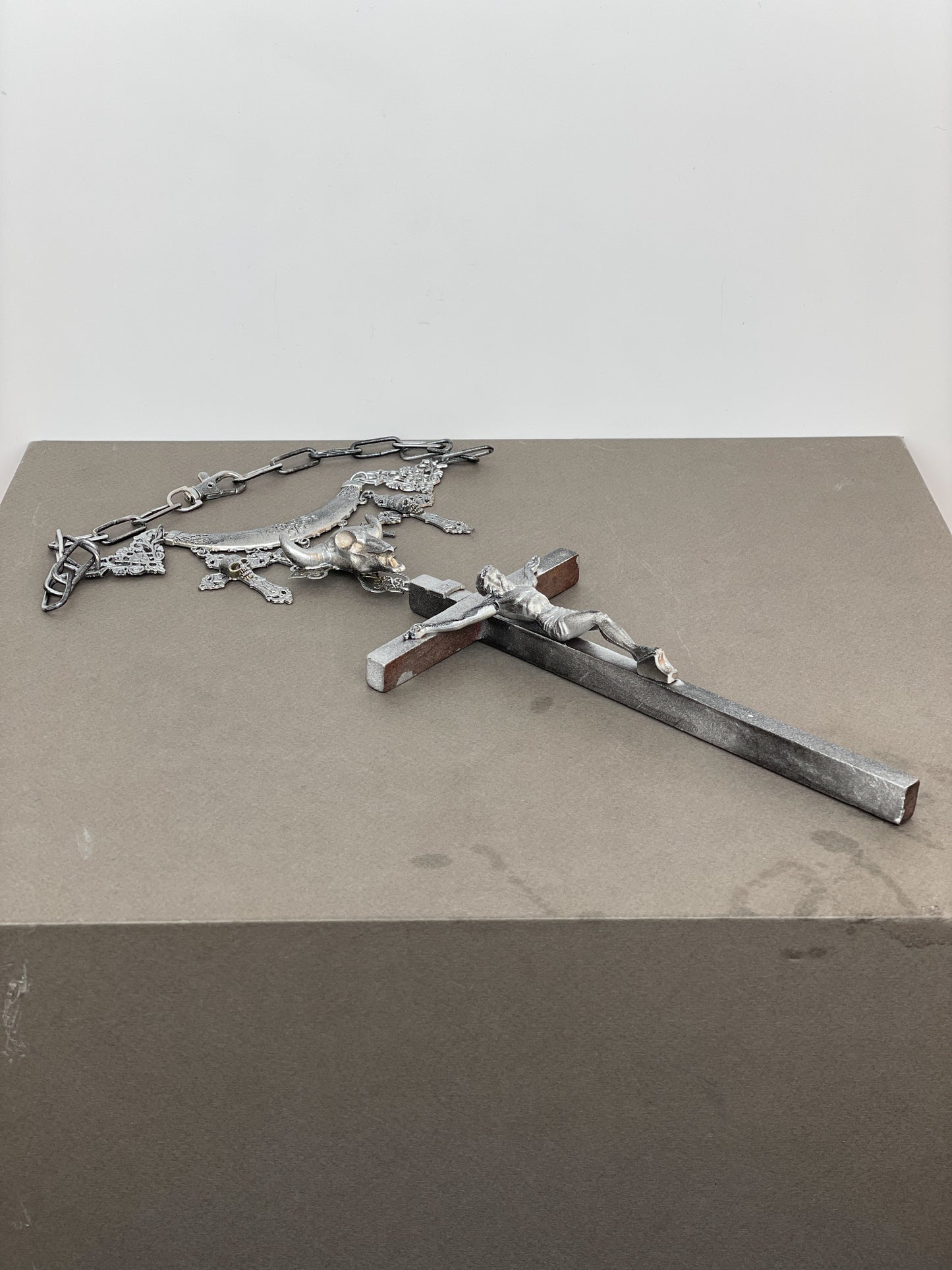 Jean Paul Gaultier AW94 Sample Oversized Cross Bullhead Necklace