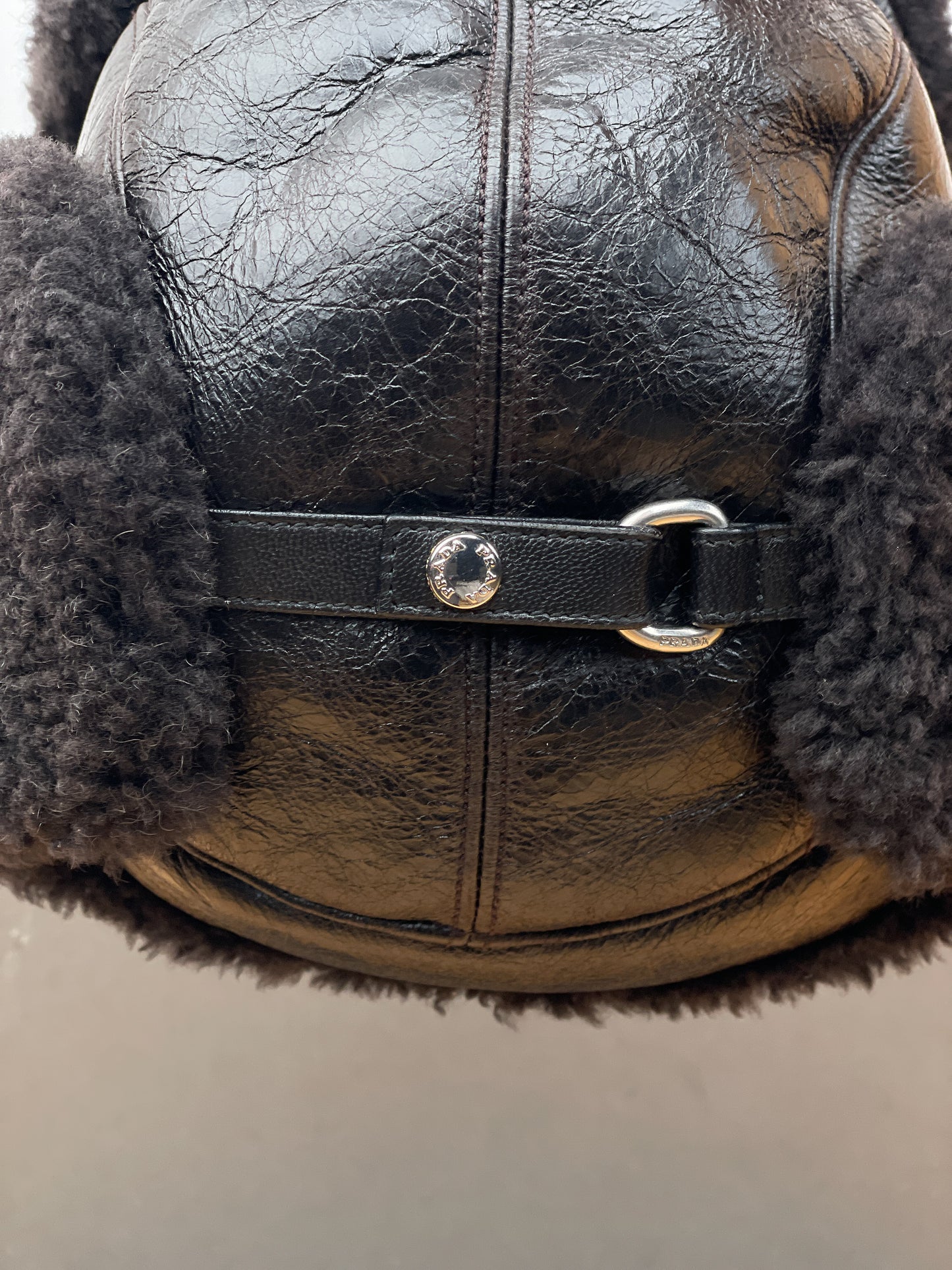 Prada AW03 Leather Fur Ushanka Trapper Hat