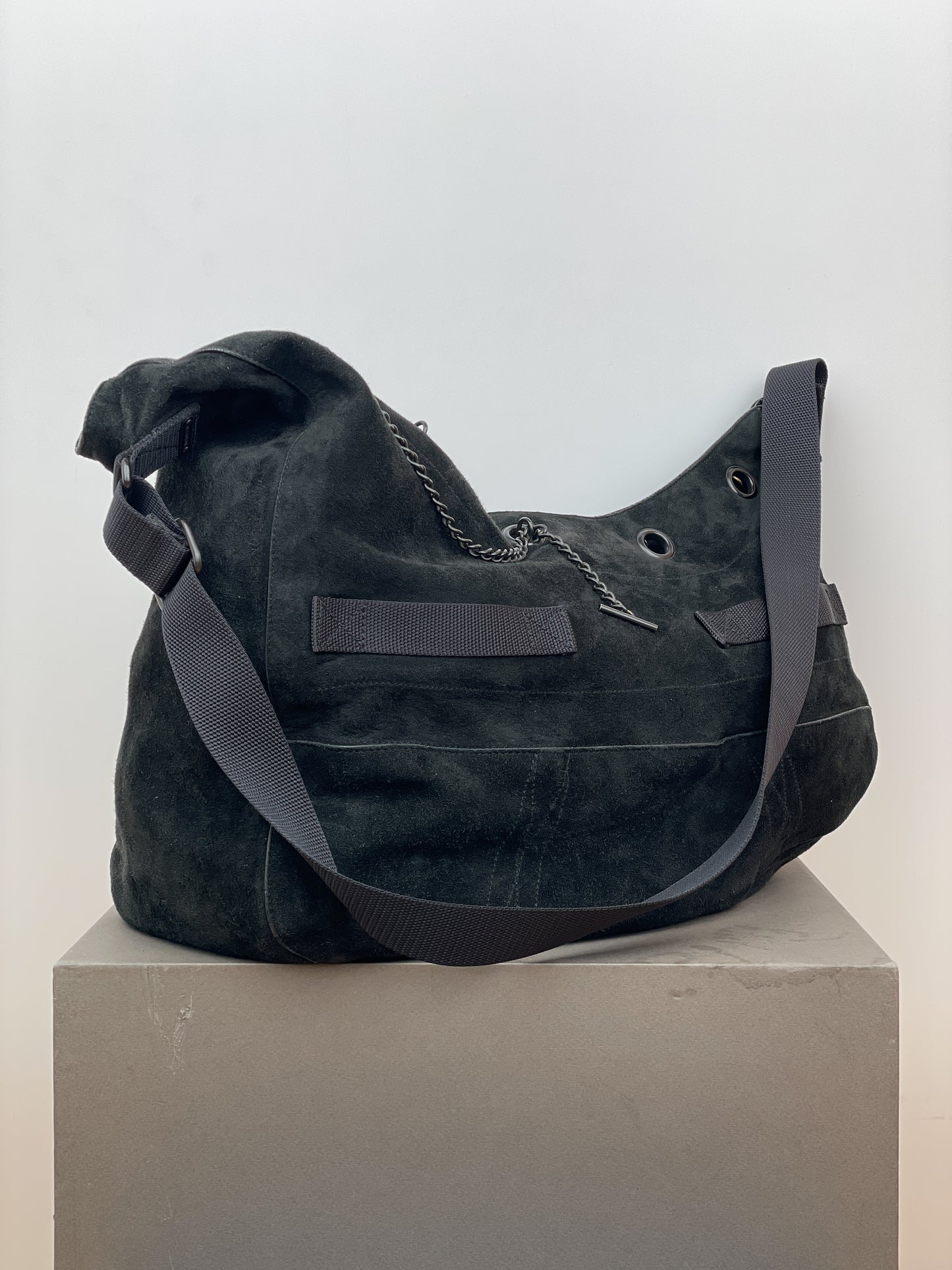 Helmut Lang 2000s Military Cross Body Suede Bag