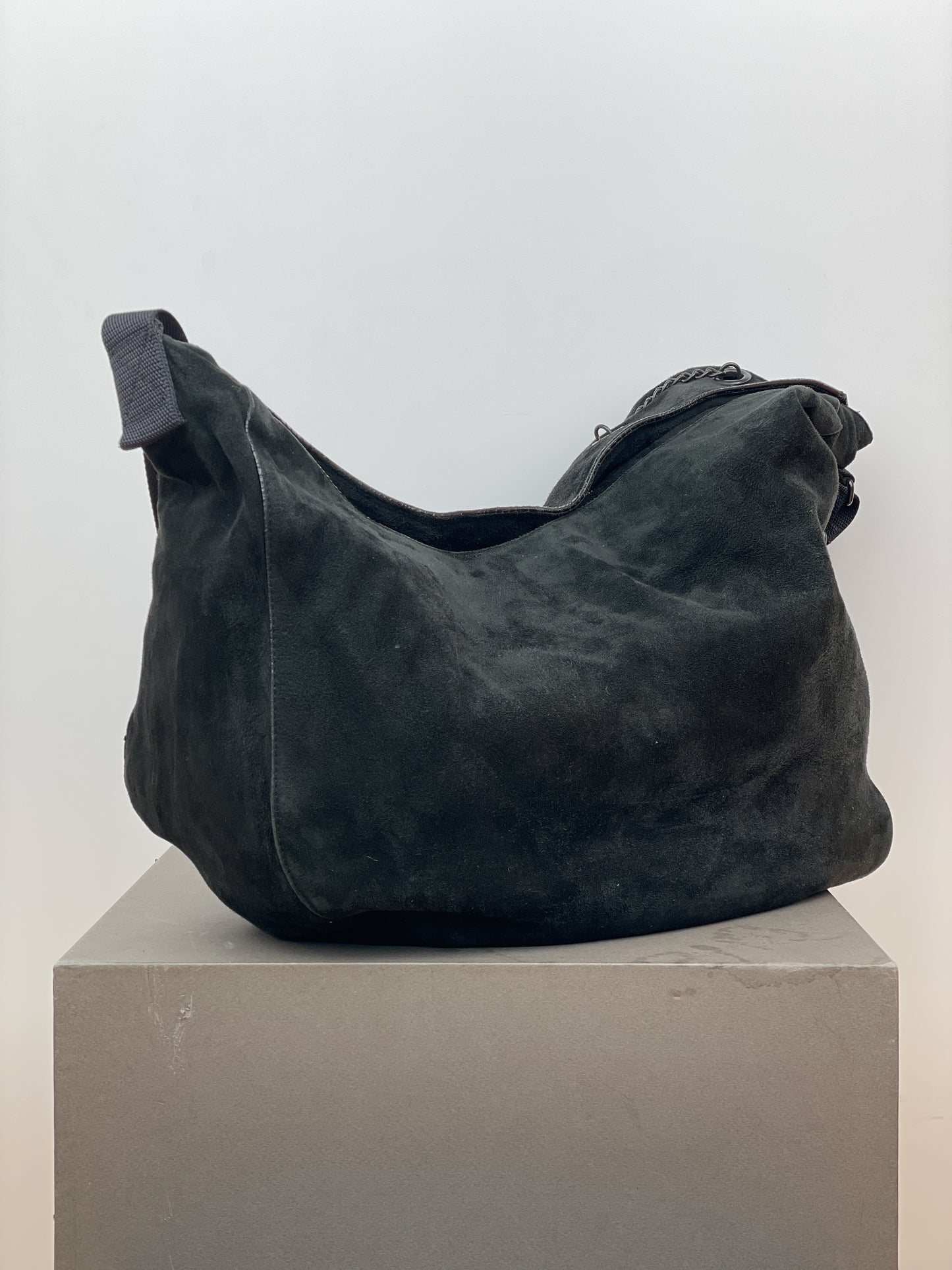 Helmut Lang 2000s Military Cross Body Suede Bag