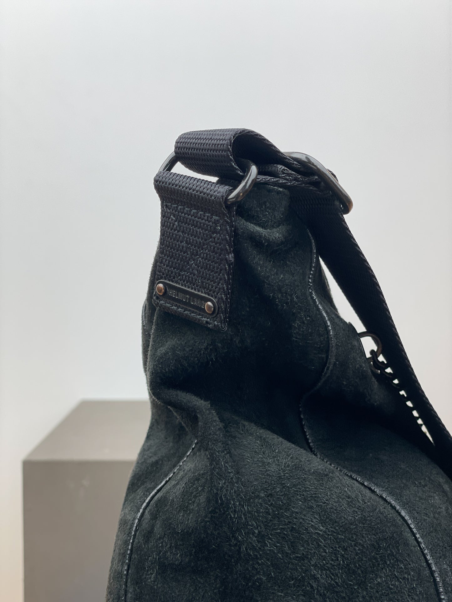 Helmut Lang 2000s Military Cross Body Suede Bag