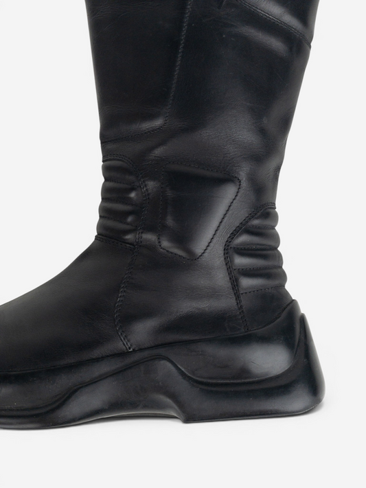 Prada AW99 Mid Calf Square Toe Astro Moto Biker Boots – sole detail