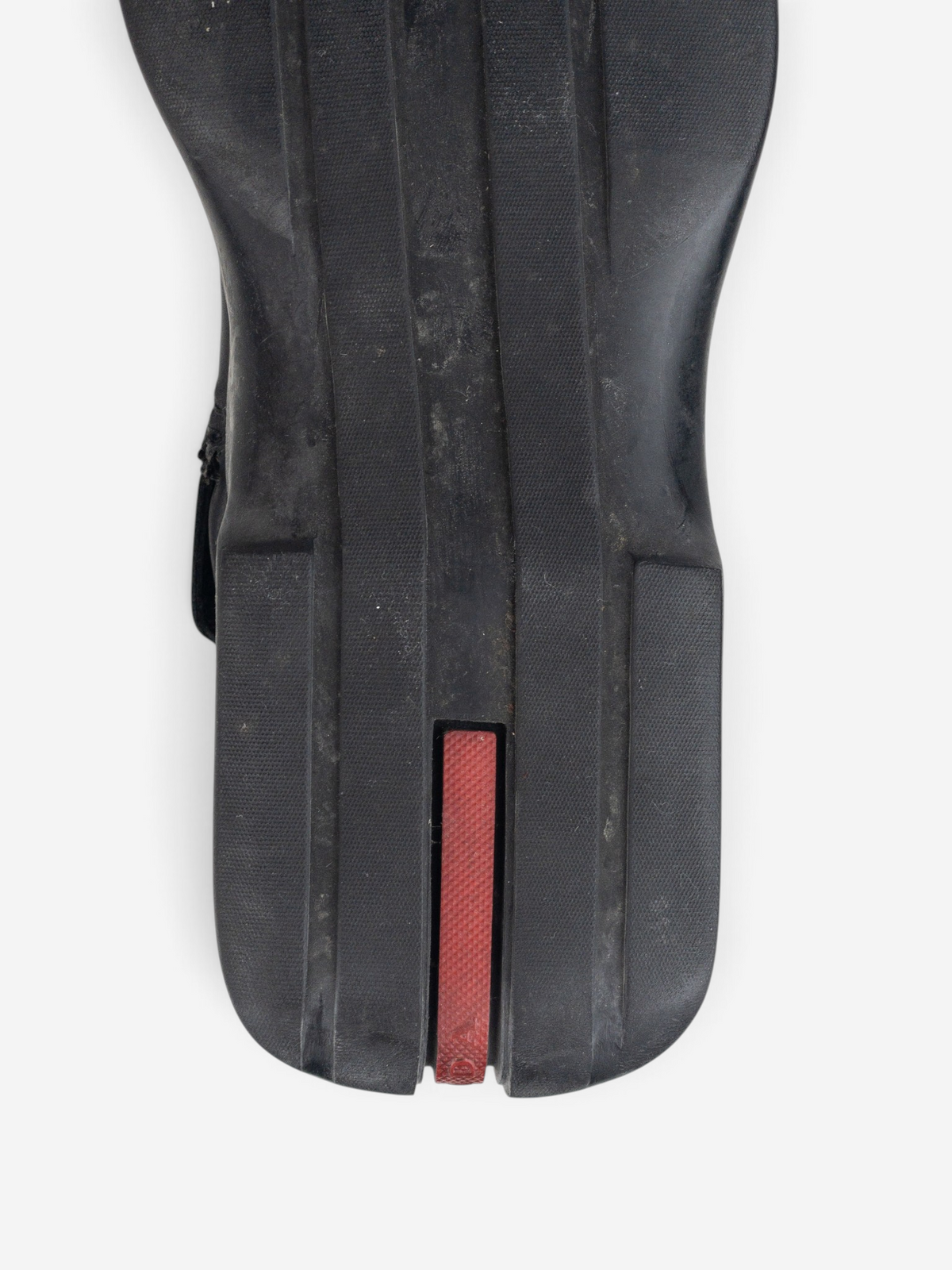 Prada AW99 Mid Calf Square Toe Astro Moto Biker Boots – outsole detail