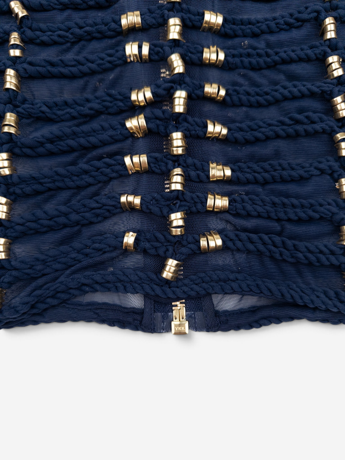 Balmain x H&M SS15 Rope Emboridered Navy Longsleeve Blouse – beading detail