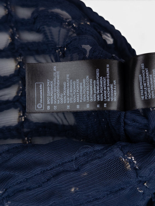 Balmain x H&M SS15 Rope Emboridered Navy Longsleeve Blouse – care label