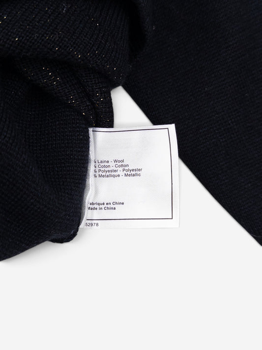 Chanel by Karl Lagerfeld 2010s CC Glitter Logo Knit Sweater – care label