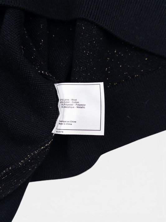 Chanel by Karl Lagerfeld 2010s CC Glitter Logo Knit Sweater – fabric detail