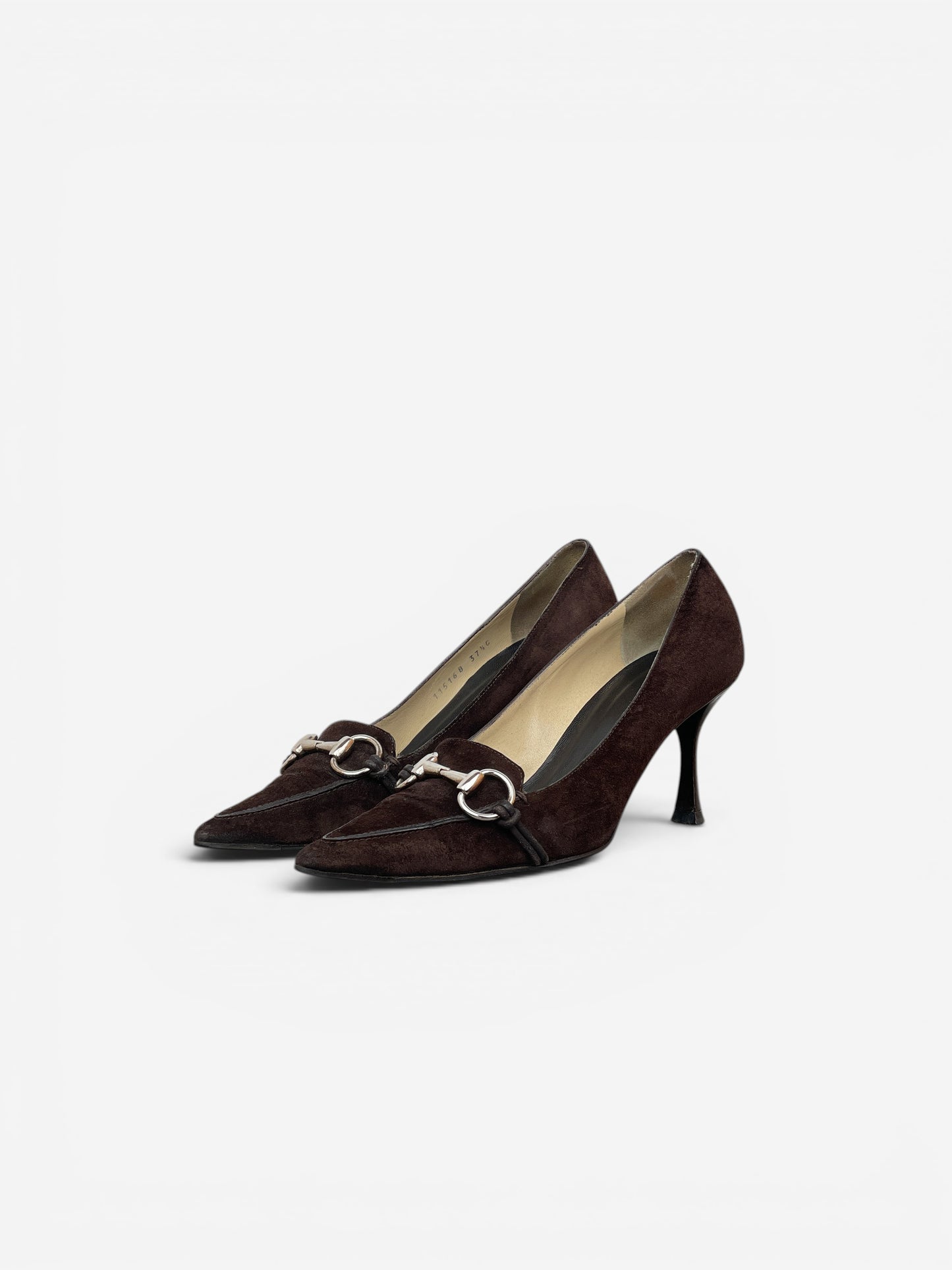 Gucci by Tom Ford 1990s Suede Pointed-Toe Horsebit Heel Pumps