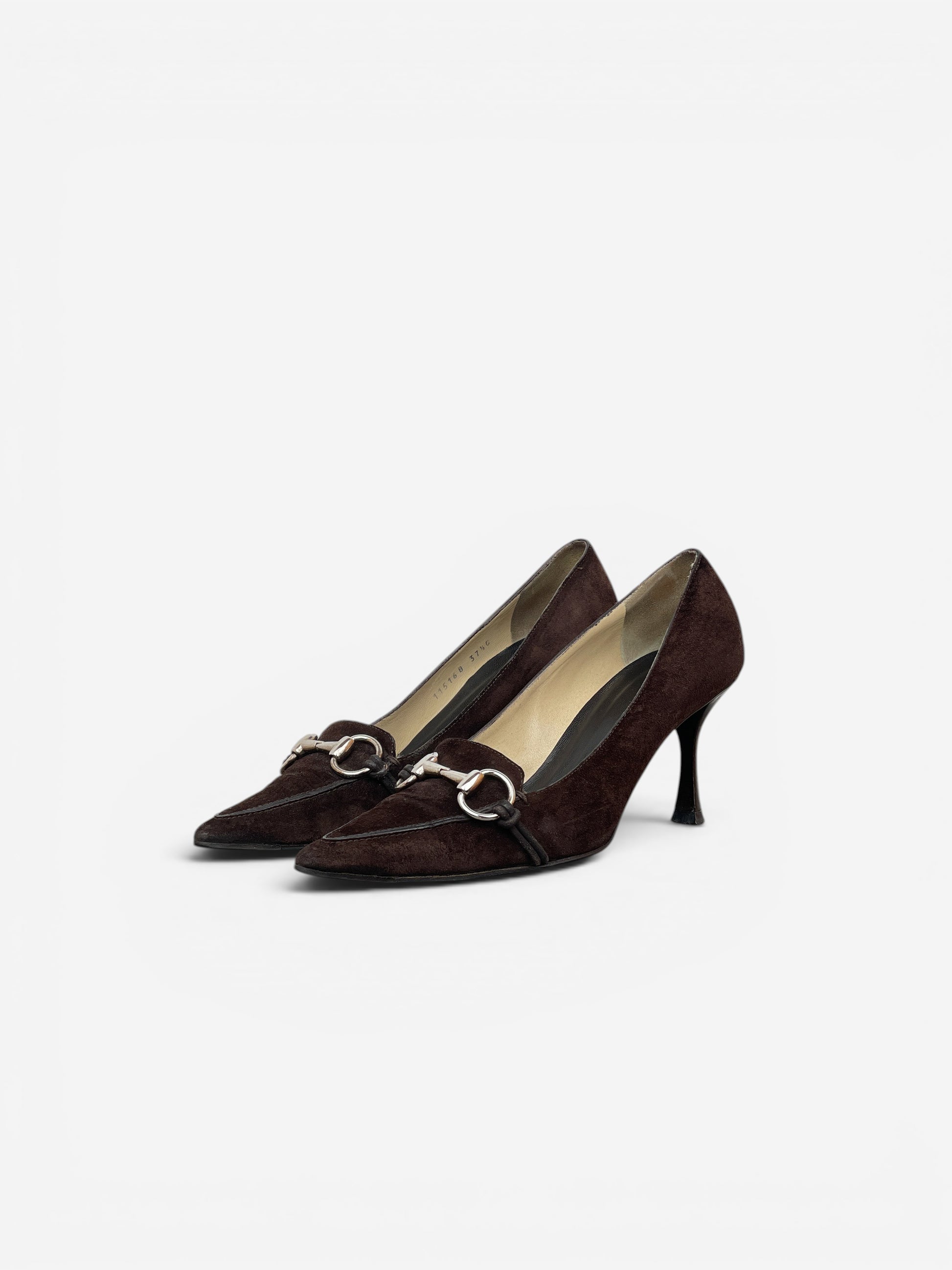 Gucci by Tom Ford 1990s Suede Pointed-Toe Horsebit Heel Pumps