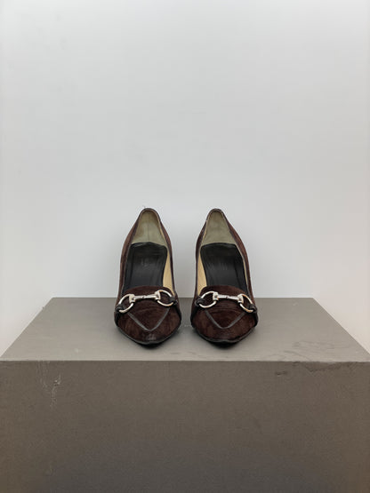 Gucci by Tom Ford 1990s Suede Pointed-Toe Horsebit Heel Pumps