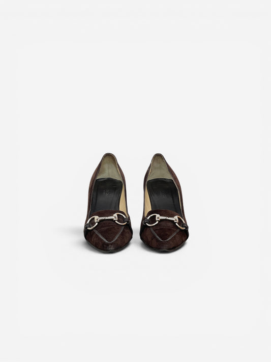 Gucci by Tom Ford 1990s Suede Pointed-Toe Horsebit Heel Pumps – photo 3