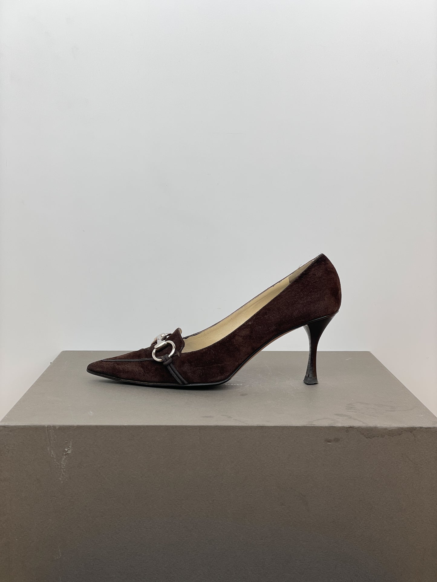 Gucci by Tom Ford 1990s Suede Pointed-Toe Horsebit Heel Pumps