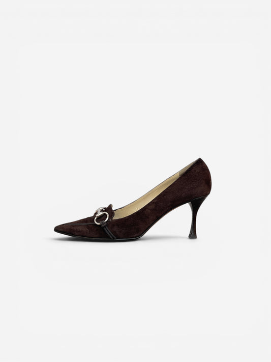 Gucci by Tom Ford 1990s Suede Pointed-Toe Horsebit Heel Pumps – photo 5