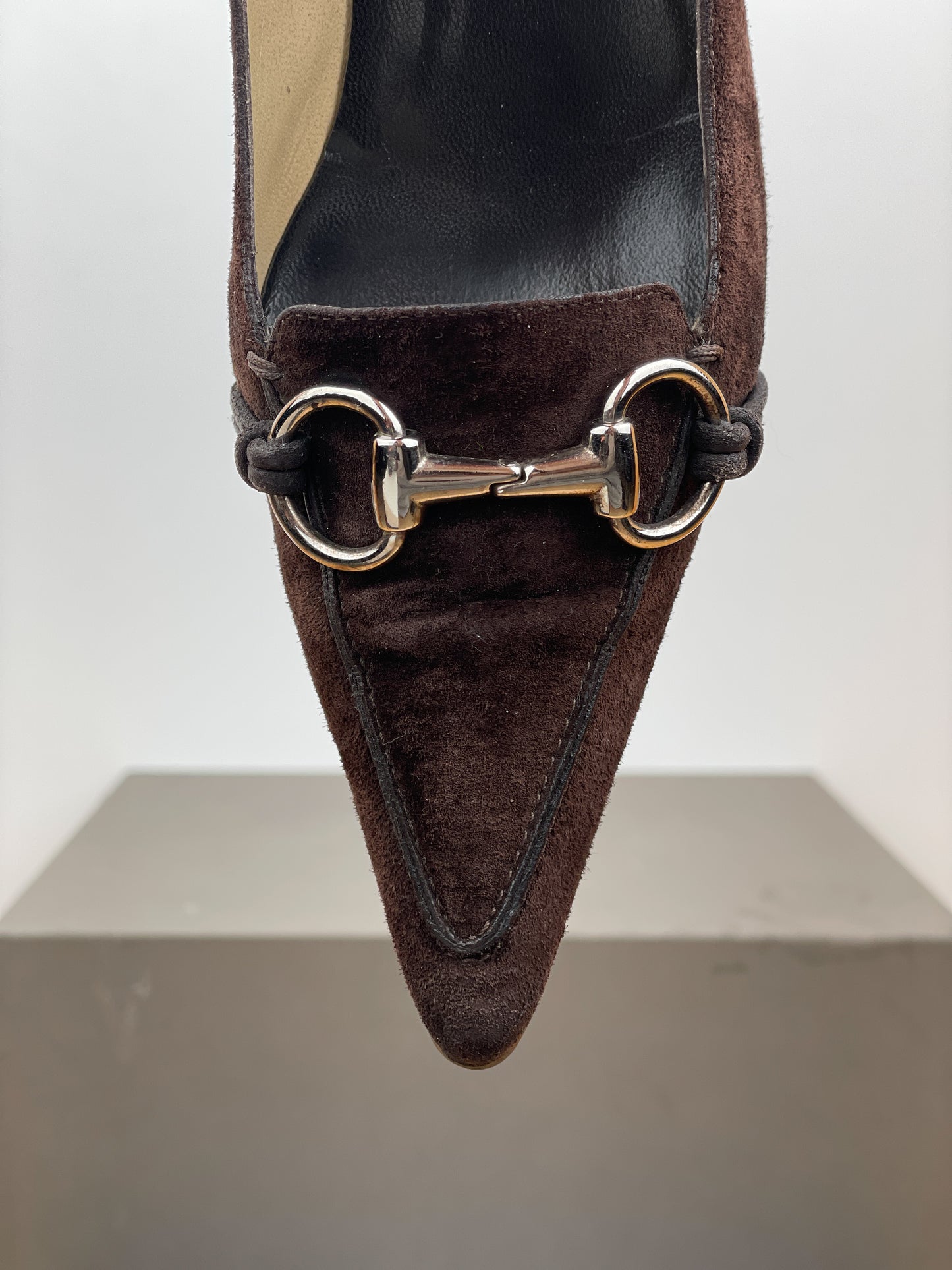Gucci by Tom Ford 1990s Suede Pointed-Toe Horsebit Heel Pumps