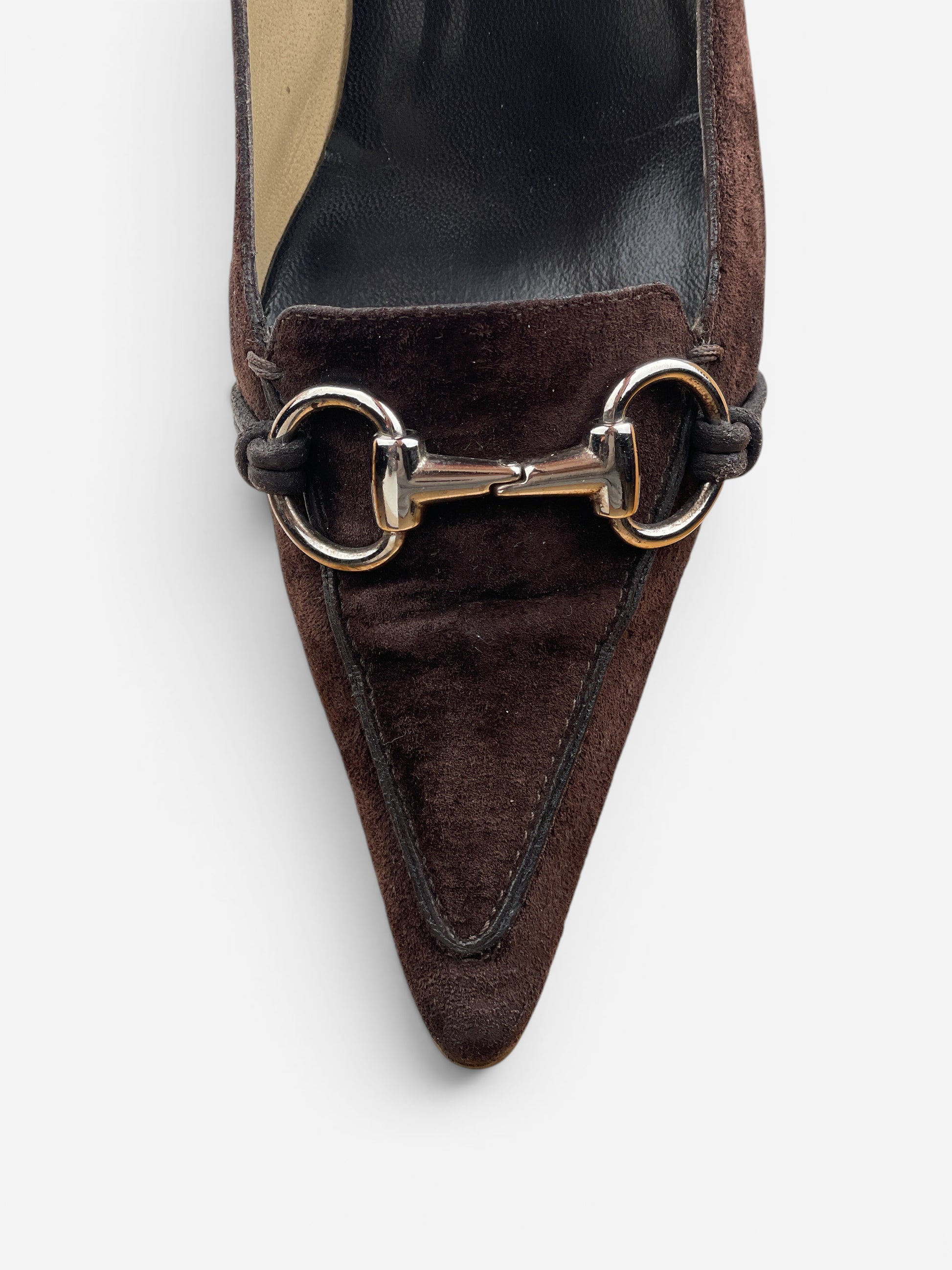 Gucci by Tom Ford 1990s Suede Pointed-Toe Horsebit Heel Pumps – photo 7