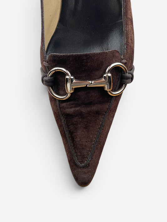 Gucci by Tom Ford 1990s Suede Pointed-Toe Horsebit Heel Pumps – photo 7