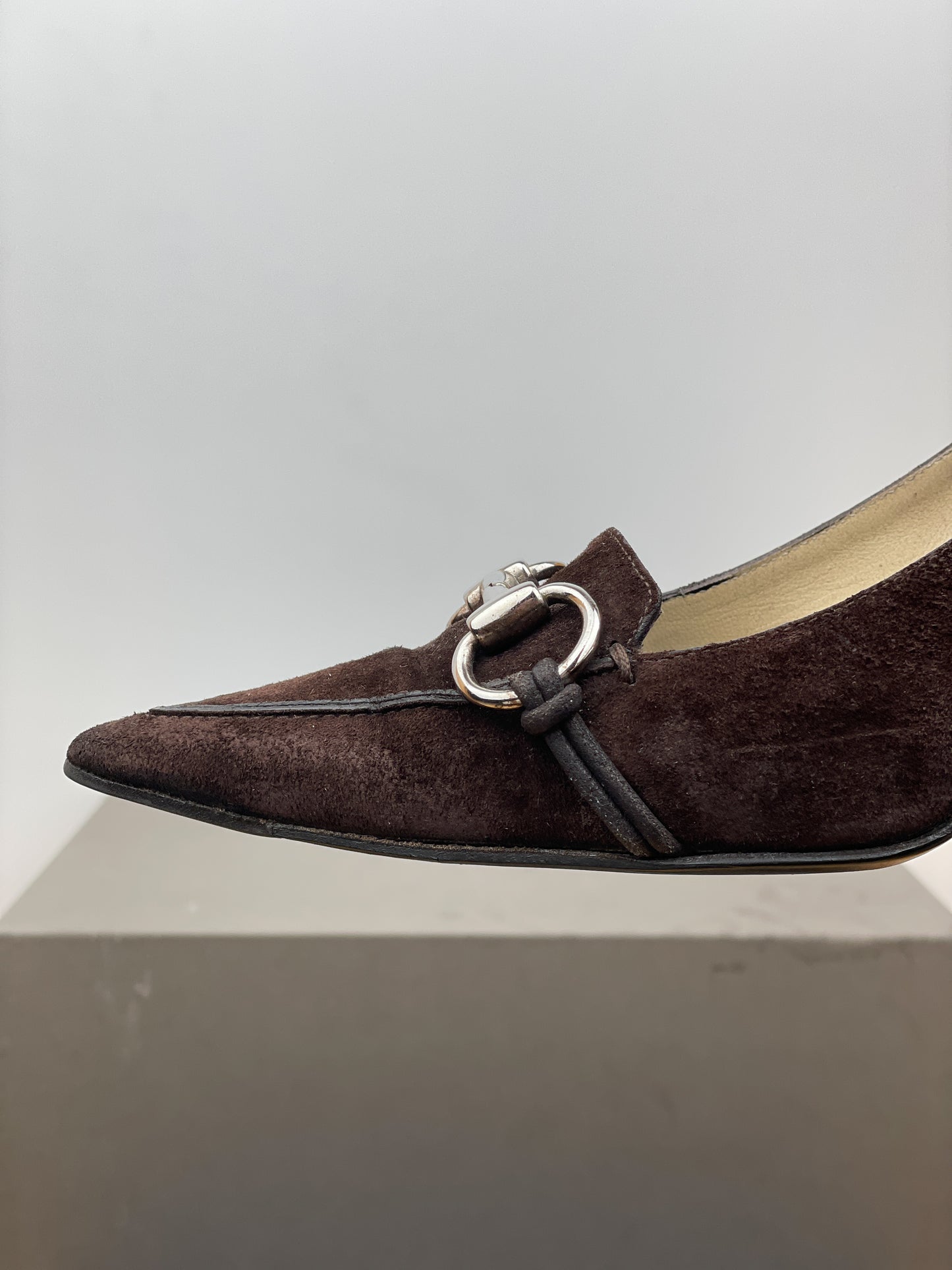 Gucci by Tom Ford 1990s Suede Pointed-Toe Horsebit Heel Pumps