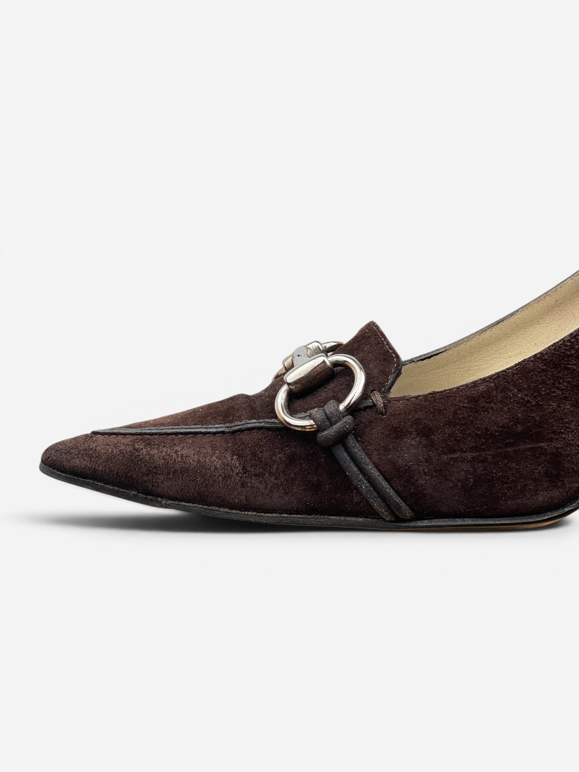 Gucci by Tom Ford 1990s Suede Pointed-Toe Horsebit Heel Pumps – photo 8