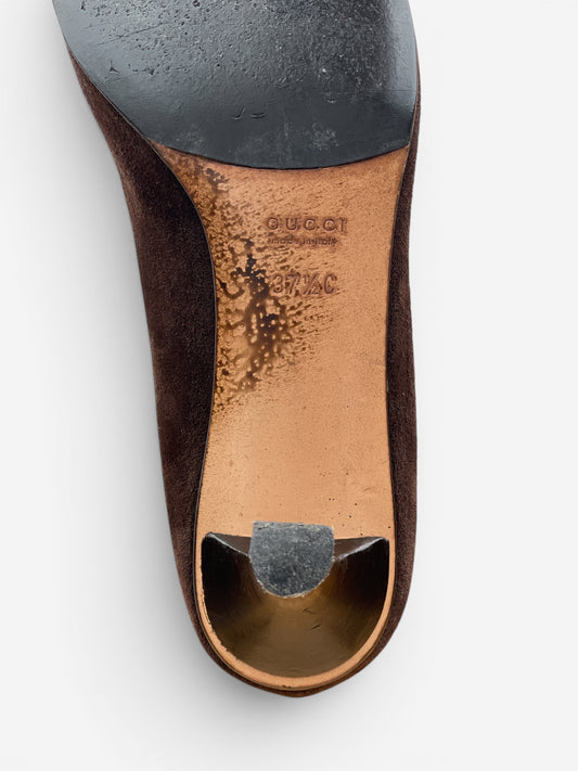 Gucci by Tom Ford 1990s Suede Pointed-Toe Horsebit Heel Pumps – photo 10
