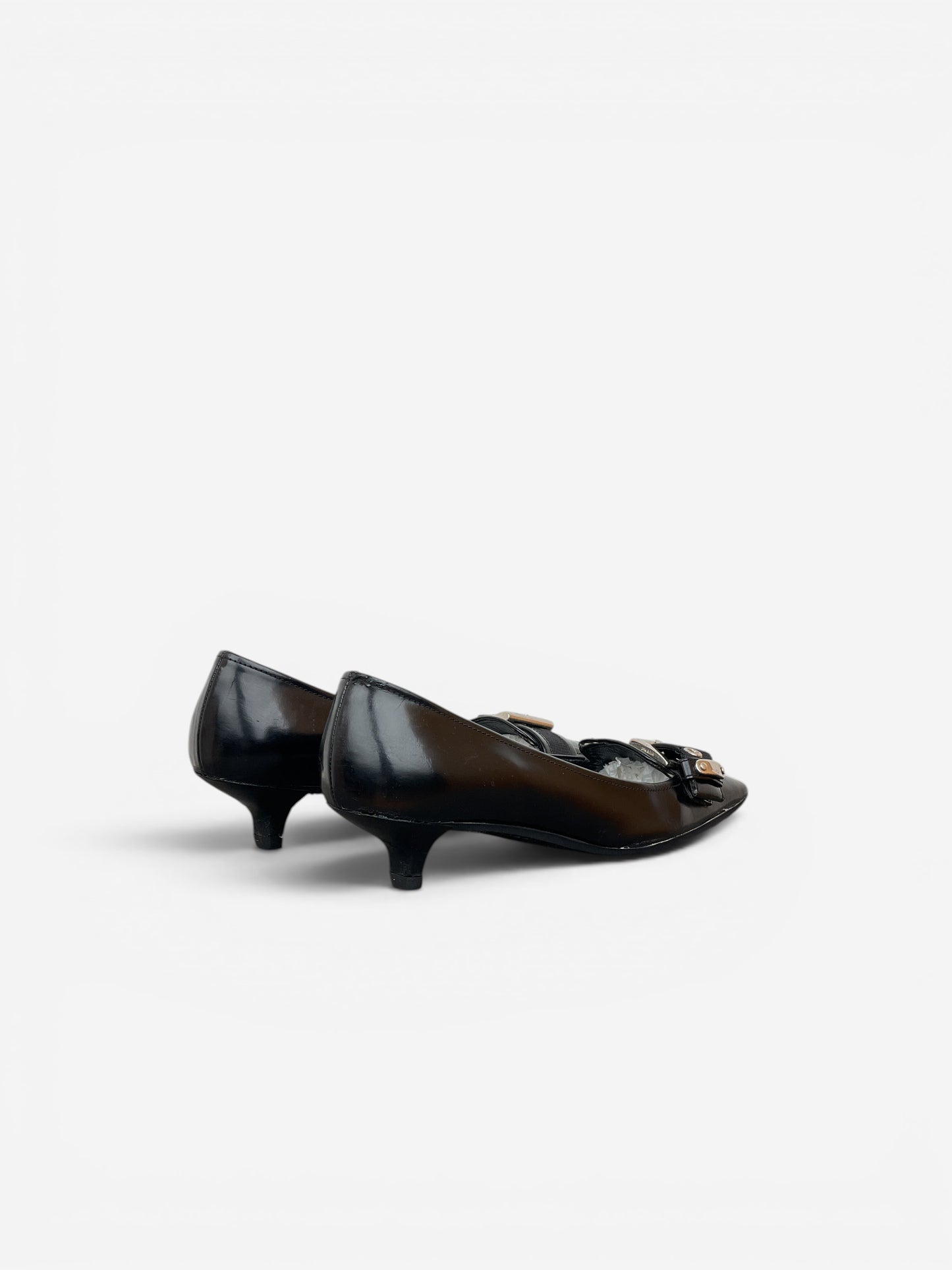 Prada 2000s Square Toe Buckle-Strap Pump Kitten Heels – photo 2
