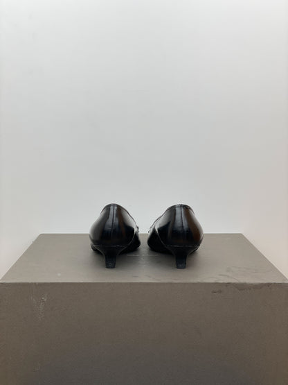 Prada 2000s Square Toe Buckle-Strap Pump Kitten Heels