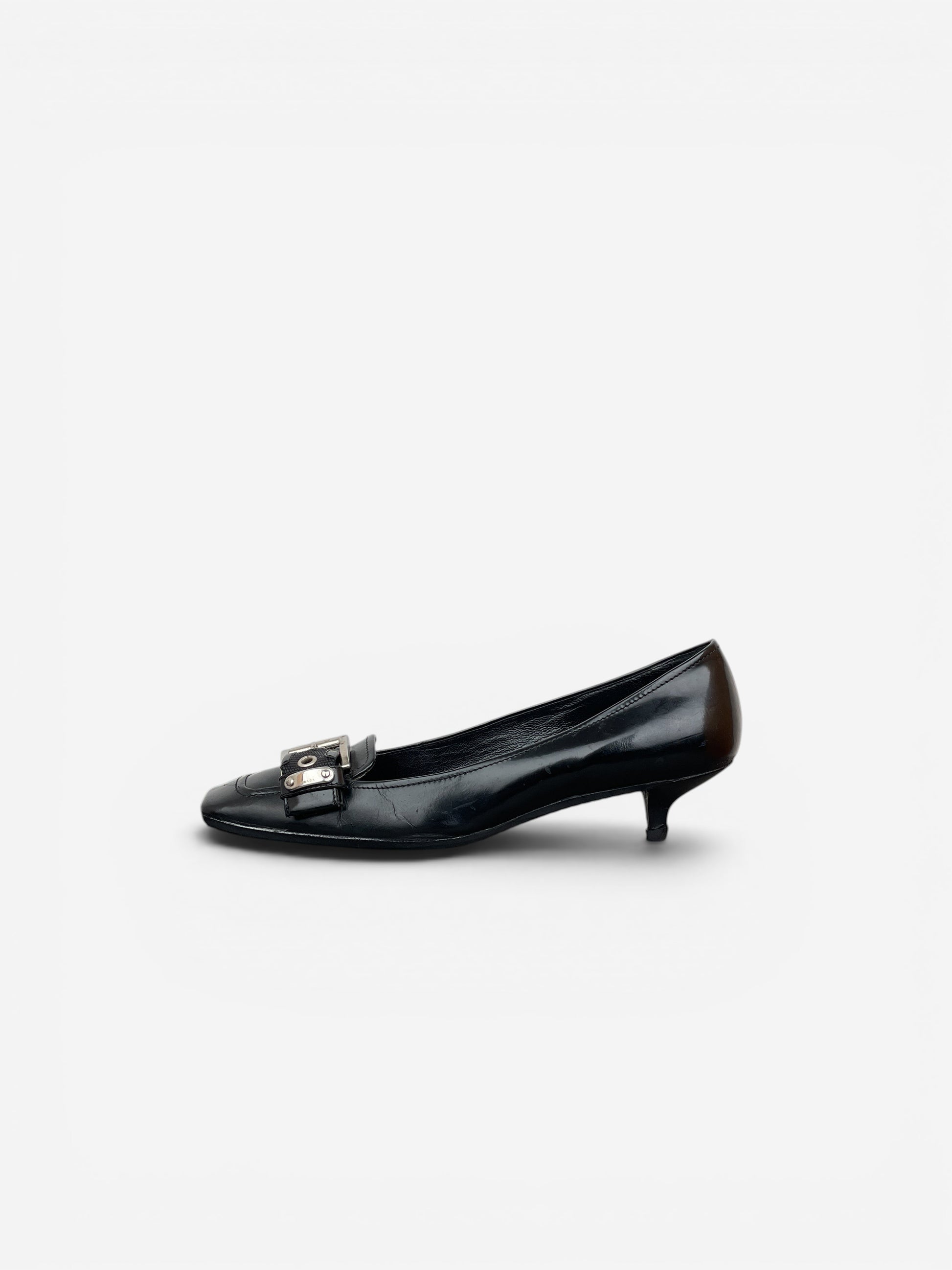 Prada 2000s Square Toe Buckle-Strap Pump Kitten Heels – photo 3