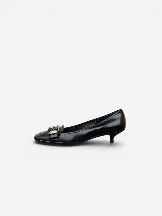 Prada 2000s Square Toe Buckle-Strap Pump Kitten Heels – photo 3