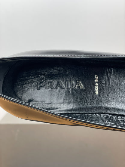 Prada 2000s Square Toe Buckle-Strap Pump Kitten Heels