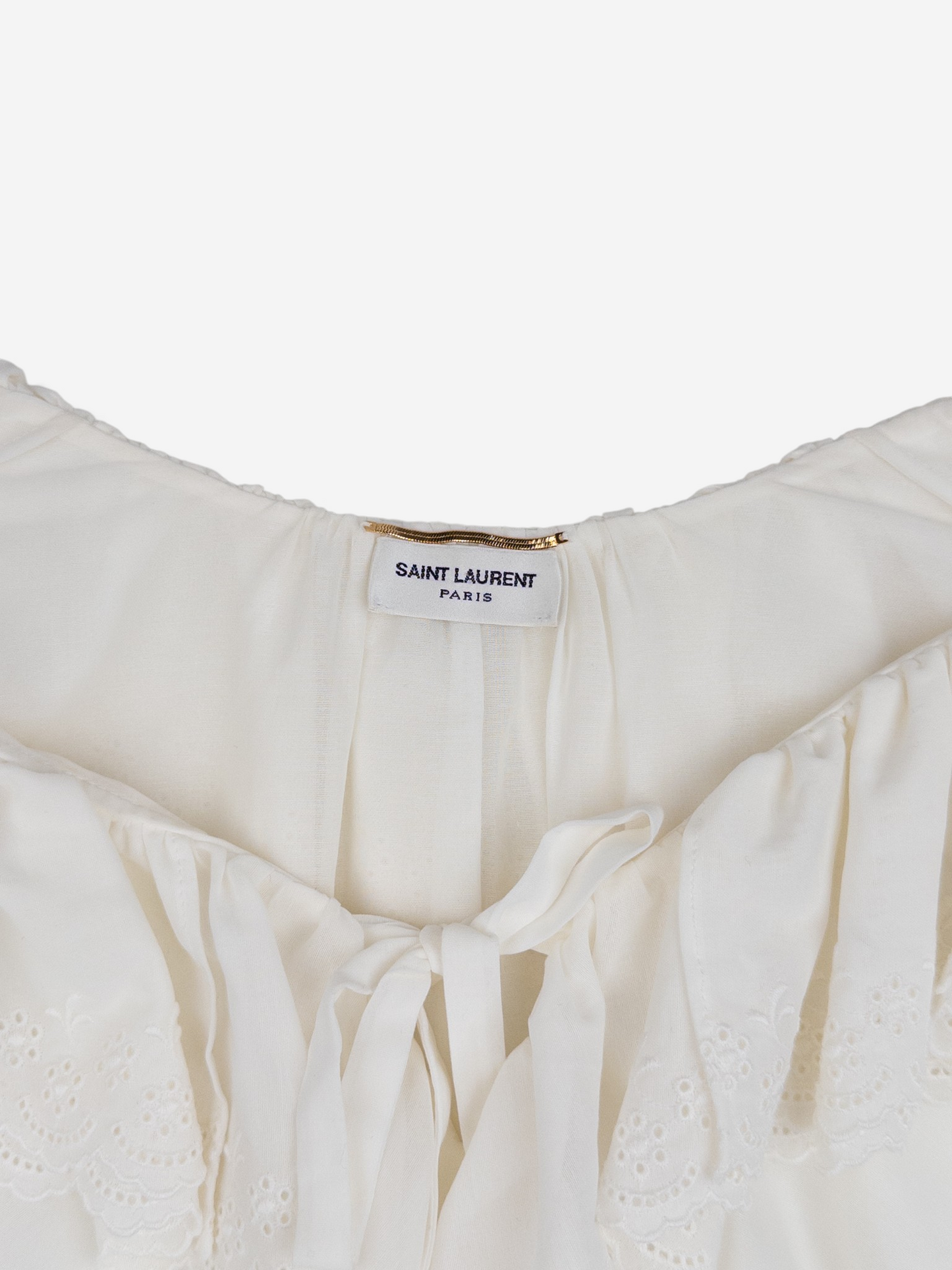 Saint Laurent by Anthony Vaccarello SS20 Longsleeve Lace Ruffle Top – brand label